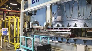 Installing a UR10 cobot to pick metal parts out of a press brake solved several automation headaches at Etalex; a Canadian manufacturer of shelving systems that had no room for safety guarding in front of the press and needed a flexible user-friendly robot able to safely handle the pick and place tasks in a high traffic area. Watch how it was done --> http://urrobots.com/eZI and come see us today at #FABTECH19 booth B35083 to learn more on cobots in machine tending applications! | Universal Robo