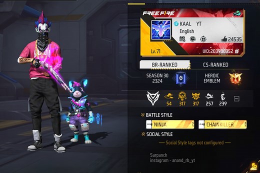 What is Kaal YT's Free Fire ID? Stats, guild, rank, YouTube earnings, and more