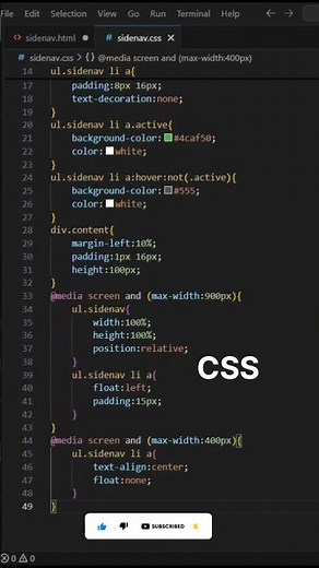 Responsive Side Nav Bar Using HTML and CSS || Code With Hari || #coding #css #html5