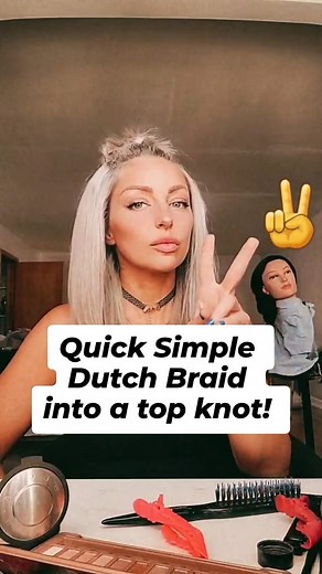 Need a quick, simple dutch braid hairstyle into a top knot? I gotchu! #hairideas #hairstyleideas #easyhairstyles #easyhairstyle #quickhairstyles #quickhairstyle #simplehairstyle #simplehairstyles #braidhairstyles #halfuphairstyle #funhairstyles #easyhair #quickhair #dutchbraid #bun #buns #braid #braidstutorial #hair #hairstyles #hairstyle #hairstyletutorial #hairstyletutorials #hairchallenge #hairstyletop #topknot #topknottutorial #BeautyByTiffanyRose #TiffanyRoseBeauty #TiffanyRose #BeautyObses
