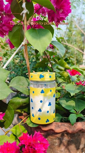 Diy easy painting ideas 🌸🌿 | painting ideas for plastic container | #diy #painting #acrylicpainting