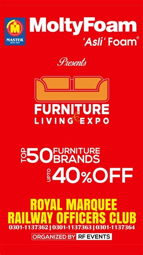798 reactions · 19 shares | C.E.O RF Events Dr Nazish Faisal Share her Words on Master Molty Foam X RF Events Multan Furniture and Living Expo on 13-15 October 2023 at Royal Marquee Railway Officers Club Cantt. Don't miss out amazing deals and discounts on your favorite furniture and home decor items. | Furniture and Living EXPO | Facebook