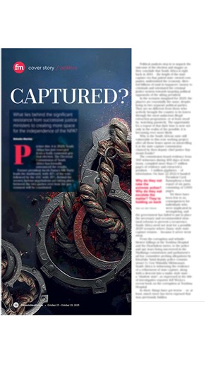 Picture this: it is 2029, South Africa has just emerged from a hotly contested general election. The Electoral Commission of South Africa has formally announced the results. https://www.financialmail.businessday.co.za/fm/features/cover-story/2025-10-23-has-the-criminal-justice-system-been-captured/ | Financial Mail