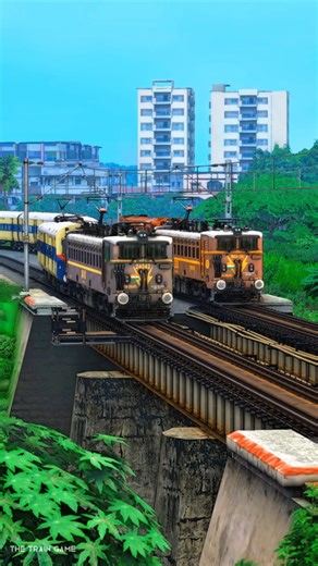 2 WAG-5 LOCO CROSSING PARALLEL 😮#shorts #train #railway #railroad #trainsimulator #viral #trending