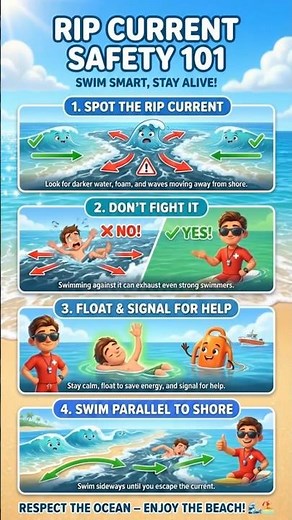 How to Spot & Escape a Rip Current | Beach Safety in 30s