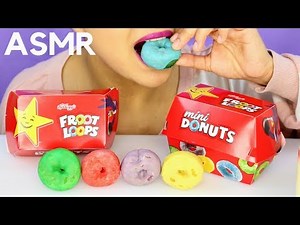 ASMR Carl's Jr FROOT LOOPS MINI DONUTS Eating Sounds