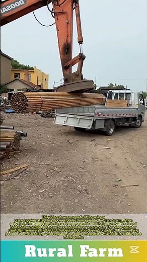 Magnetic power: lifting metal rebars using a crane involves attaching a powerful electromagnet
