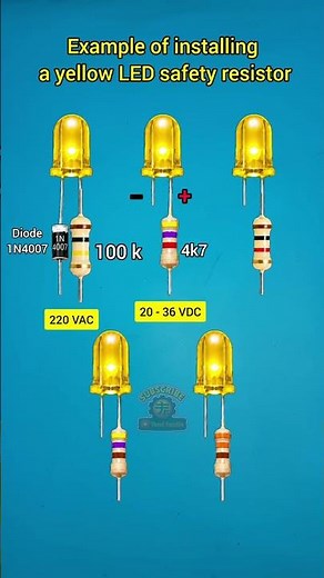 Example of installing a yellow LED safety resistor #electronic #power #led #electrical #shorts