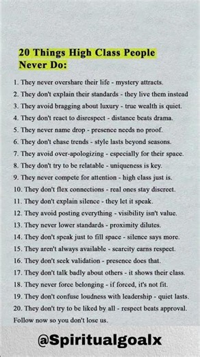 20 Things High Class People Never Do #motivation #psychology #quotes