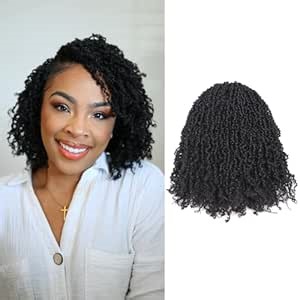 Toyotress Yanky Twist Crochet Hair - 8 Inch 8 Packs (30 Strands/Pcs) Fluffy Spring Mini Twist Short Bob Passion Twist, Natural Black Pre-Looped Crochet Braids Braiding Hair (8 Inch, 1B-8P)