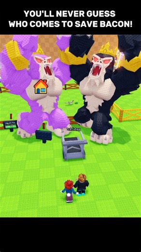 BACON GOT A MARIO MUSHROOM?! NOW GORILLA KING AND GIRLFRIEND ARE RUNNING!! 🍄💪😂 #roblox #usa