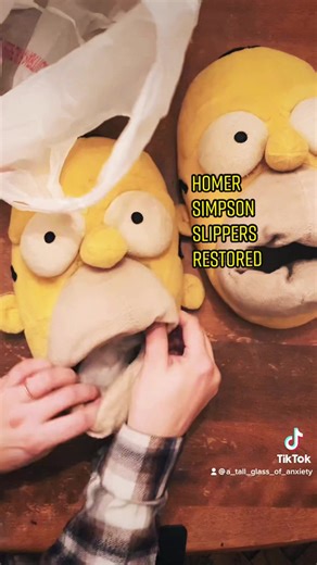 Restoring Homer Simpson Slippers - DIY CleanTok