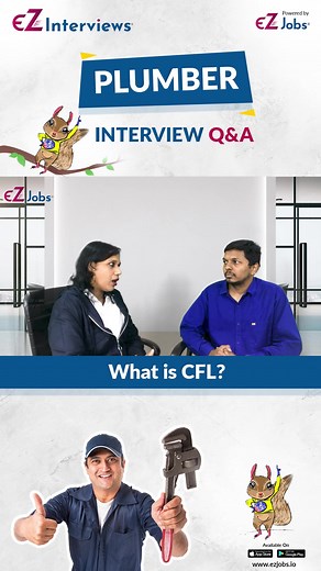 || Plumber Interview Questions and Answers in English || The Question: What is CFL? In this video, the interviewer asks the candidate What is CFL.The correct answer to the question follows as the candidate says Concrete Floor Level. Apart from this, we’ve listed the top Plumber interview questions that are most commonly asked in a Plumber interview. Knowing these questions and their answers helps you express yourself with authority in the interview. Like & Follow EZJobs Page to find more questio
