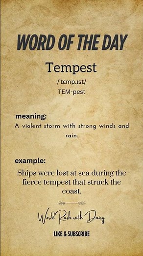 Word of the Day: Tempest 🌪️ | Meaning, Pronunciation & Example | English Vocabulary Shorts