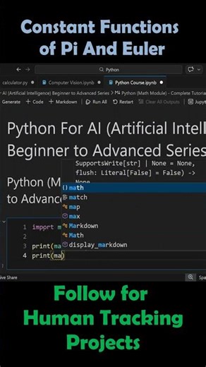 Built-In Functions of Pi and Euler In Python Math Module #pythontutorial #artificialintelligence