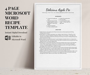4 Editable Microsoft Word Recipe Template, Farmhouse Recipe Design Template, Recipe Sheet Template, Recipe Cookbook Templates, A4, 8.5x11 - Etsy
