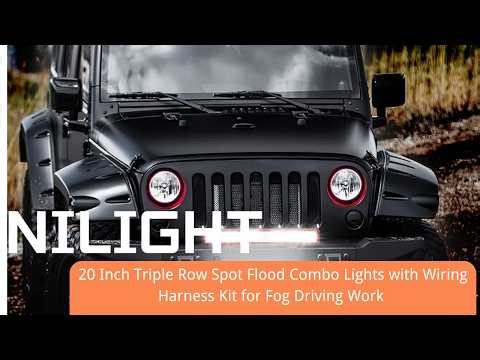 Nilight 20” LED Light Bar Install & Beam Test | Triple Row Spot Flood Combo Off-Road Lighting