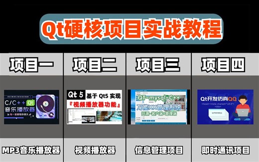 15个Qt原生实战项目（附源码），练完即可就业，从入门到进阶，基础到框架，此教程包含（Qt5、Qt6、C语言、Qt实战项目、Qt基础入门，opencv，面试题）