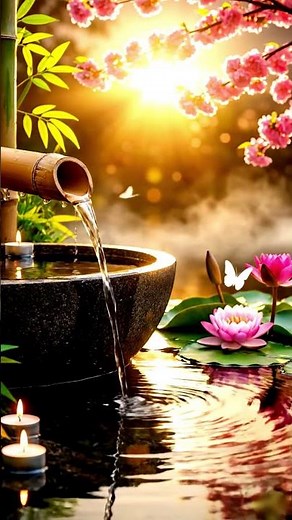 Relaxing Bamboo Water Fountain 🌸 | Peaceful Nature Sounds for Sleep #relaxing #nature #deepsleep
