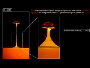 Dynamics of a rising air bubble through a liquid-liquid interface