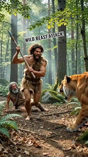 A Wild Animal Attacked The Old Caveman| What Happened Next? #shorts #caveman