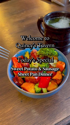 Sweet Potatoes & Sausage | Easy Sheet Pan Dinner Ingredients: 2x sweet potatoes peeled and cut into chunks 1x bell pepper cut into chunks 1x onion cut into chunks 1x 14oz andouille sausage cut into slices 1x bag of frozen broccoli Vegetable oil Seasonings of your choice Preparation: 1. Preheat oven to 425f 2. Cut up ingredients (except for broccoli) and add to a medium bowl 3. Add about 2 tbs of oil & seasonings. Mix well 4. Pour ingredients (except for broccoli) onto a sheet pan 5. Bake at 425f