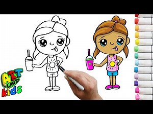 How to Draw a CARTOON SUMMER GIRL for kids