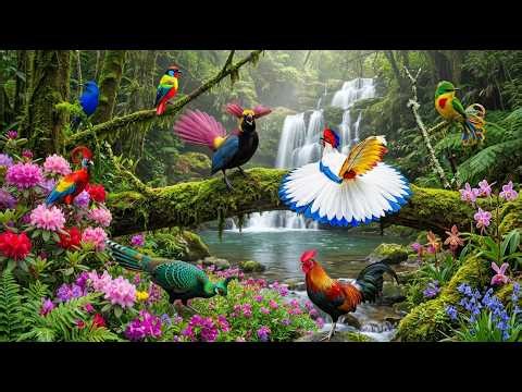 Amazon Rainforest Bird Life with Flowing Water 🌳🦜🐦🦩🦚💦 #anxietyrelief #BirdLife #BirdChirping