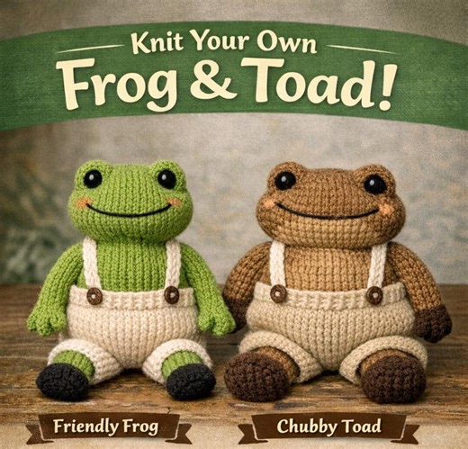 Frog and Toad Knitting Pattern | Amigurumi Knit Plushie Toy (digital Download) - Etsy