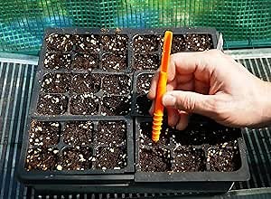 Imperfect Little Dibby Garden Tool - Dibber, Dibbler, Seed Sowing Tool, Transplant Seedlings, Graduated Depth Markings Orange