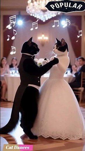 Cute Tall Cat Couple’s Romantic Wedding Dance 😻✨| Cat Couple Goals! 💃😂