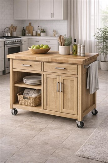DIY Rolling Kitchen Island Plans – Solid Wood Cart With Storage (PDF Download) - Etsy Canada