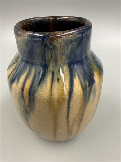 Antique Peters & Reed Moss Aztec Pottery Vase / Blue Drip Glaze / Zanesville OH Art Potter / Early 1900s / 4 .5 Inch Cabinet Vase - Etsy