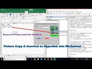 Browse, insert, copy image & transfer as hyperlink from userform to worksheet