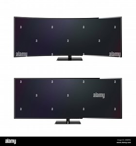 Vector realistic ultra wide curved modern computer LCD monitor. Front view television or computer black screen mock up. Isolated on white background Stock Vector Image & Art - Alamy