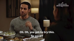 9.1K views · 246 reactions | Nicole (Torrey DeVitto) and Joe (Dylan Bruce) share some mac and cheese and a tender moment in this scene from the all new "The Christmas Promise," coming October 30. | Hallmark Mystery | Facebook