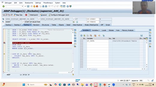 73 - ABAP on HANA - Eclipse ADT Editor - Debugging - Editing of code in Debug Pe