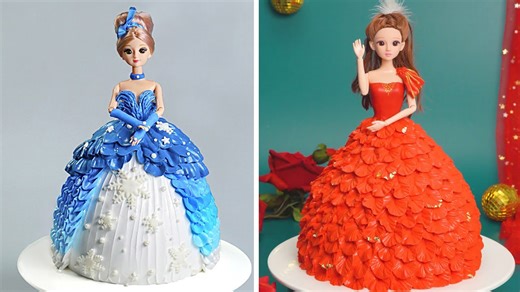 How to Make Satisfying Princess Doll Cakes 👑❄️🔥 | Snow Queen & Rose Princess Tutorial