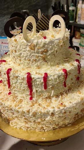 Butterscotch Three Floor Cake Design | Premium Bakery Style 🎂✨#cakebanao #cake #reels #shortvideo