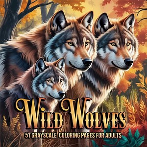 Wild Wolves 51 Grayscale Coloring Pages for Adults - Etsy Canada