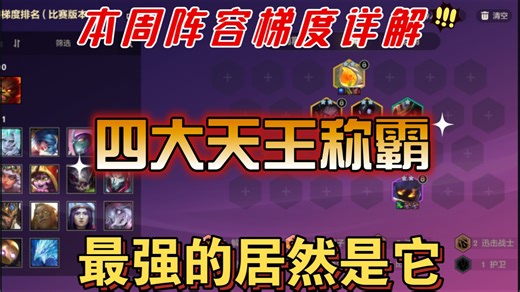 【本周阵容梯度详解】⚡四大天王称霸⚡每一套阵容都有详细的定阵讲解，想提升的千万别错过『金铲铲之战』