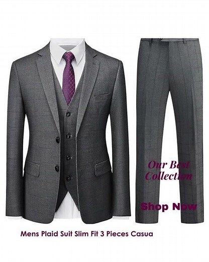 Level Up Your Look with This Slim-Fit Plaid 3-Piece Suit.