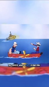 Fishin’ for Bluto, hauled up a whale, close enough! 😆🐋 #PopeyeCartoons #Bluto #OliveOyl #ClassicCartoons | Olive Oyl