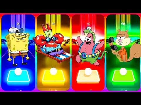 Spongebob🆚 Mr.Krabs🆚 Patrick star🆚 Sandy cheeks in Tiles Hop Challenge #meme #spongebob