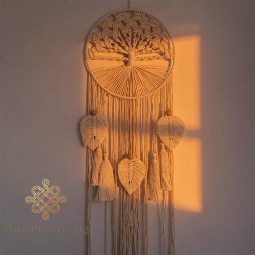 Tree of Life Macrame Wall Hanging, Boho Fiber Art, Cotton Tassels, Neutral Bohemian Decor - Etsy