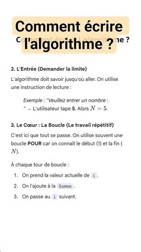 Comment écrire l'algorithme ?