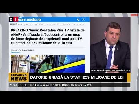 Minister of Defense, Radu Miruță, live on B1 TV