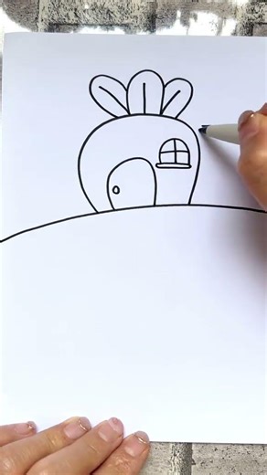 半圆起笔画胡萝卜房子🏠#简笔画 #简笔画教程 #简笔画的日常 #简笔画幼儿园