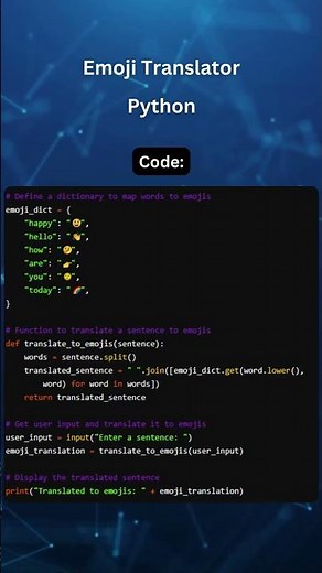 Emoji Translator in Python #coding #gaming #code #coder #python #tutorial #developer #programming