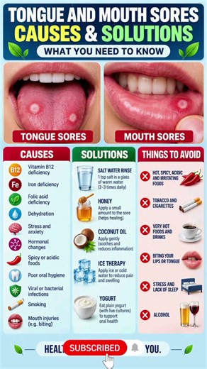 Tongue & Mouth Sores: Causes and Solutions 💋 #health #oralhealth #healthtips